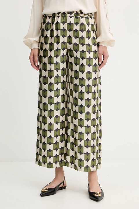 Weekend Max Mara spodnie jedwabne FIBBIA damskie kolor zielony proste high waist 2525136142600 - zdjęcie produktu nr 1