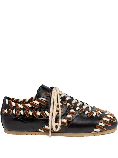 DRIES VAN NOTEN velvet-embellished leather sneakers - Black - zdjęcie produktu nr 1