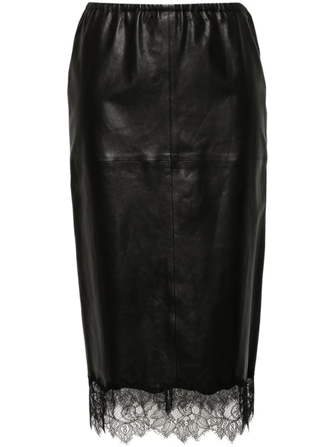 Blumarine lace-trim midi skirt - Black - zdjęcie produktu nr 1