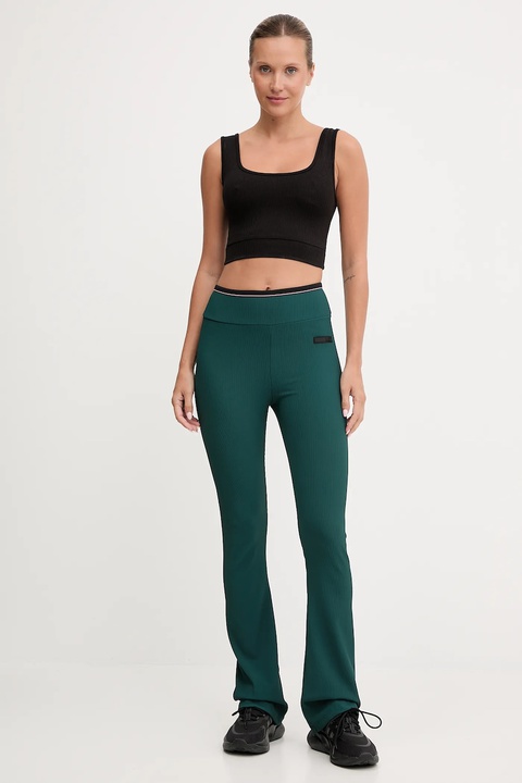 EA7 Emporio Armani legginsy treningowe damskie kolor zielony gładkie AF15721.7W000577 - zdjęcie produktu nr 2