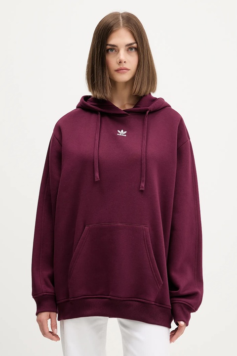 adidas Originals bluza Os Hoodie Fl damska kolor bordowy z kapturem gładka KW1900 - zdjęcie produktu nr 1
