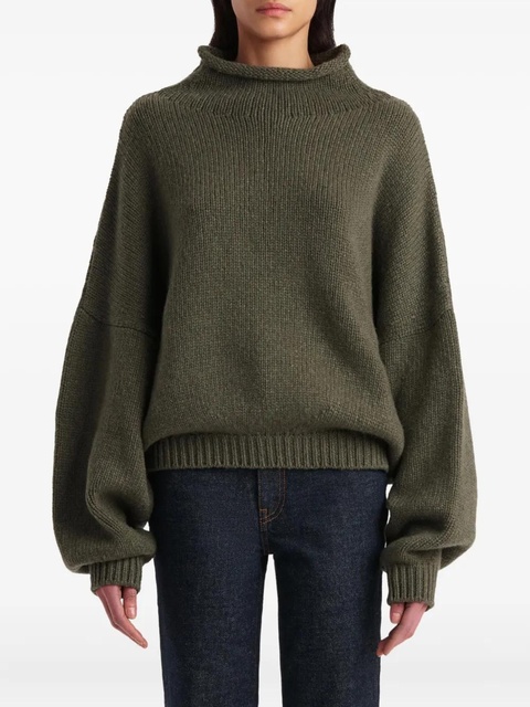KHAITE Juniper funnel-neck balloon-sleeve knitwear - Green - zdjęcie produktu nr 2