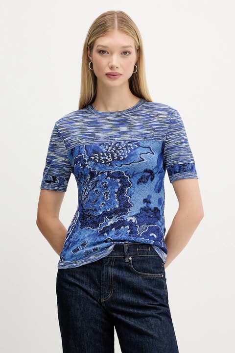 Desigual t-shirt DANAE damski kolor niebieski 25WWTF04 - zdjęcie produktu nr 1