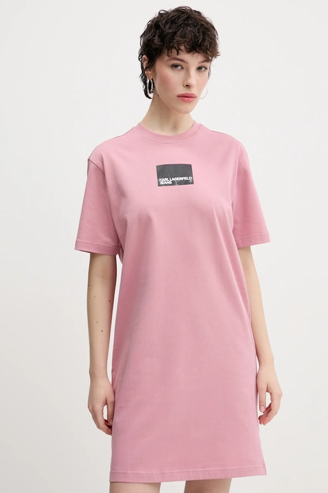 Karl Lagerfeld Jeans sukienka bawełniana kolor różowy mini prosta A2W13028 - zdjęcie produktu nr 1