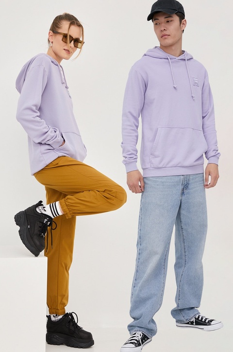 Fila bluza Bouillon kolor fioletowy z kapturem gładka - zdjęcie produktu nr 1