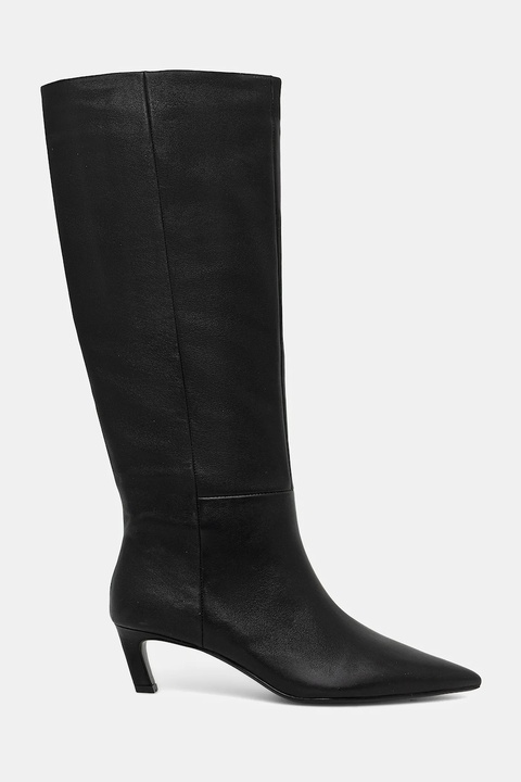 Calvin Klein kozaki skórzane ESS KITTEN HEEL LONG BOOTS damskie kolor czarny na szpilce HW0HW02690 - zdjęcie produktu nr 2