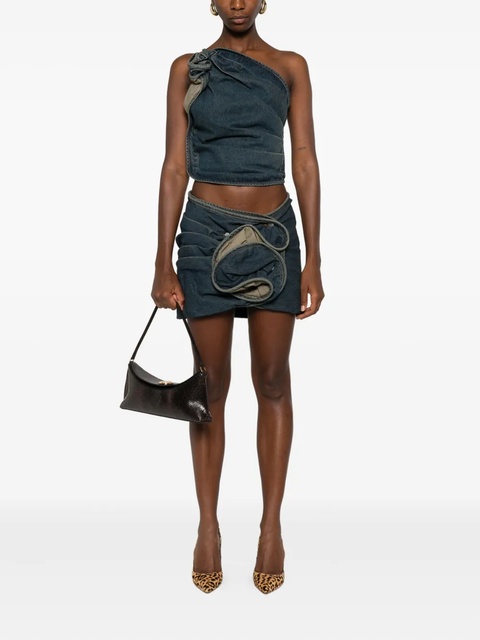 Magda Butrym floral-appliqué denim mini skirt - Blue - zdjęcie produktu nr 2