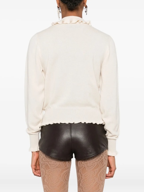 Valentino Garavani ruffled-collar cashmere polo top - Neutrals - zdjęcie produktu nr 2