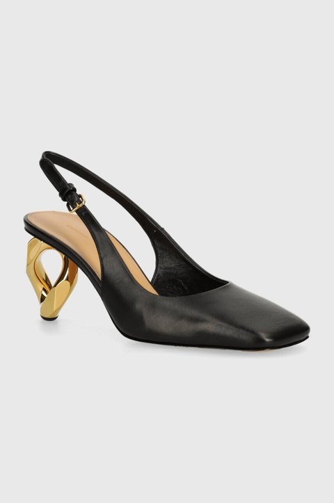 JW Anderson czółenka skórzane Chain Heel kolor czarny na słupku z odkrytą piętą ANW43022A - zdjęcie produktu nr 1