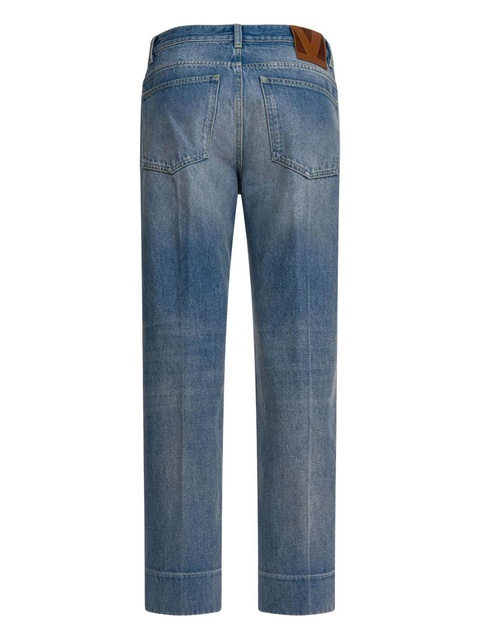 Valentino Garavani logo-patch cuffed denim jeans - Blue - zdjęcie produktu nr 2
