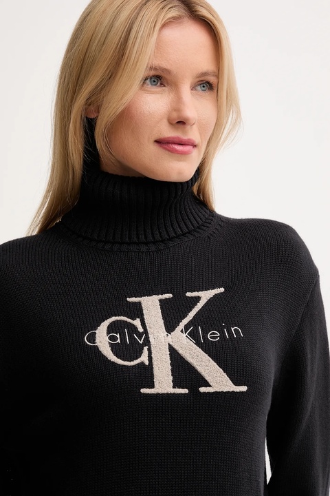 Calvin Klein Jeans sweter damski kolor czarny z golfem LV047D354G - zdjęcie produktu nr 2