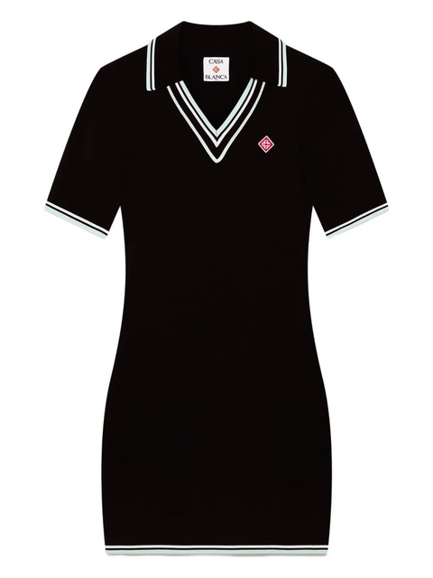 Casablanca polo-neck ribbed dress - Black - zdjęcie produktu nr 1