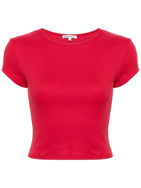 Reformation Muse cropped T-shirt - Red - zdjęcie produktu nr 1