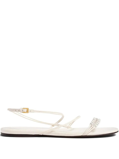 KHAITE bead-embellished loop flat sandals - White - zdjęcie produktu nr 1