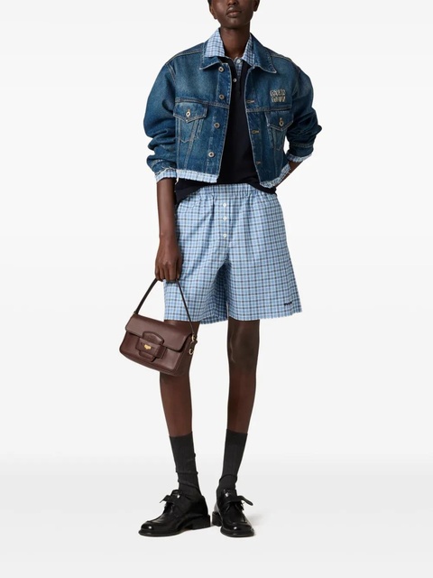 Miu Miu checked poplin boxer shorts - Blue - zdjęcie produktu nr 2
