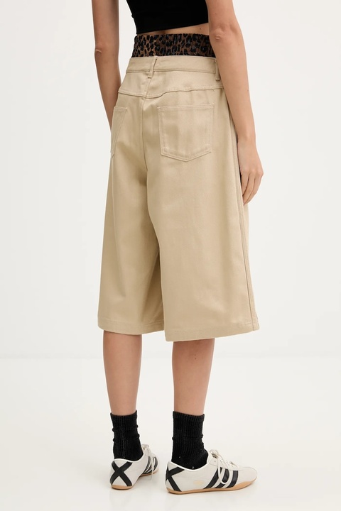 adidas Originals szorty jeansowe Firebird Utility damskie kolor beżowy gładkie high waist JX8762 - zdjęcie produktu nr 2