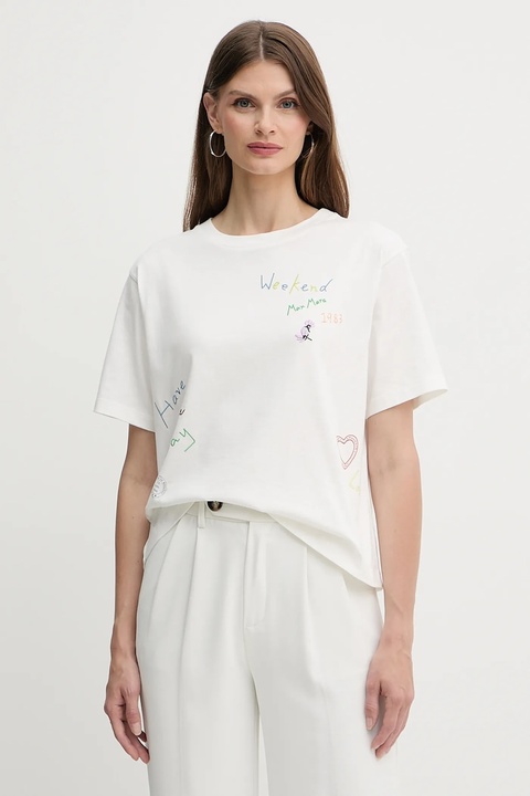 Weekend Max Mara t-shirt bawełniany damski kolor biały 2525976051600 - zdjęcie produktu nr 1