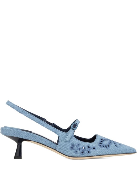 Jimmy Choo Didi embroidered slingback pumps - Blue - zdjęcie produktu nr 1
