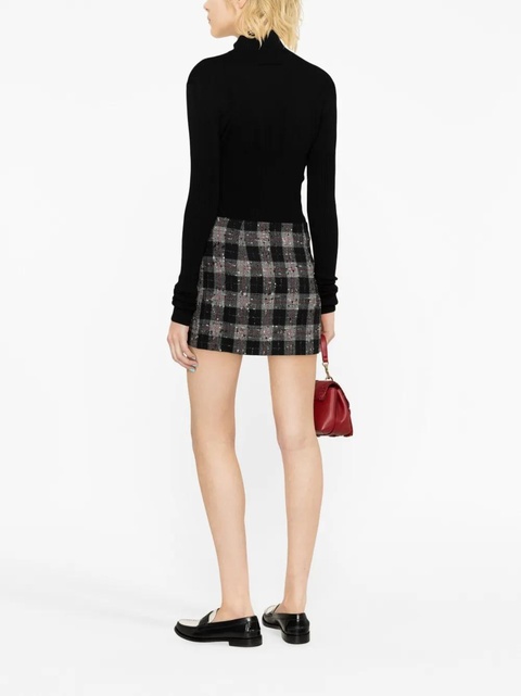 Alessandra Rich checked wool-blend miniskirt - Black - zdjęcie produktu nr 2