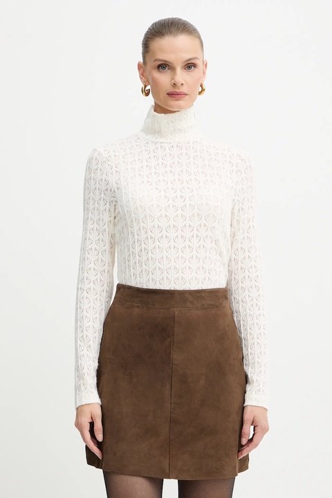 Pinko sweter damski kolor beżowy lekki z półgolfem 105979 A2YI - zdjęcie produktu nr 1