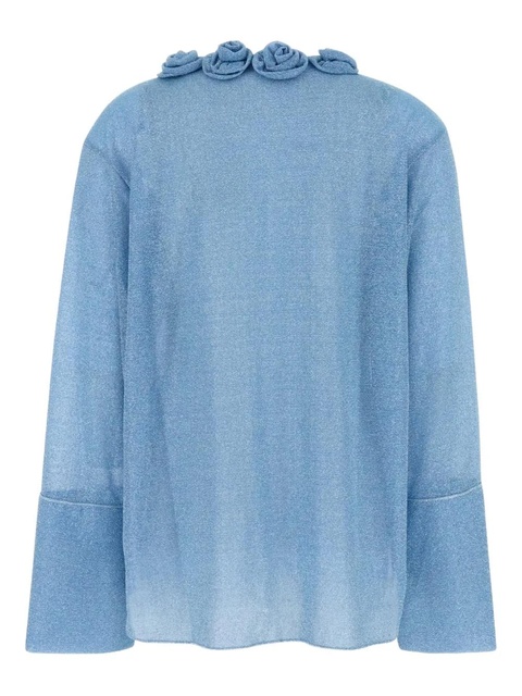 Oséree rose-embellished lurex cardigan - Blue - zdjęcie produktu nr 2