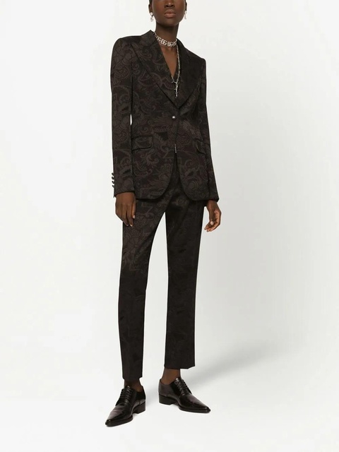 Dolce & Gabbana floral-jacquard tapered-leg trousers - Black - zdjęcie produktu nr 2