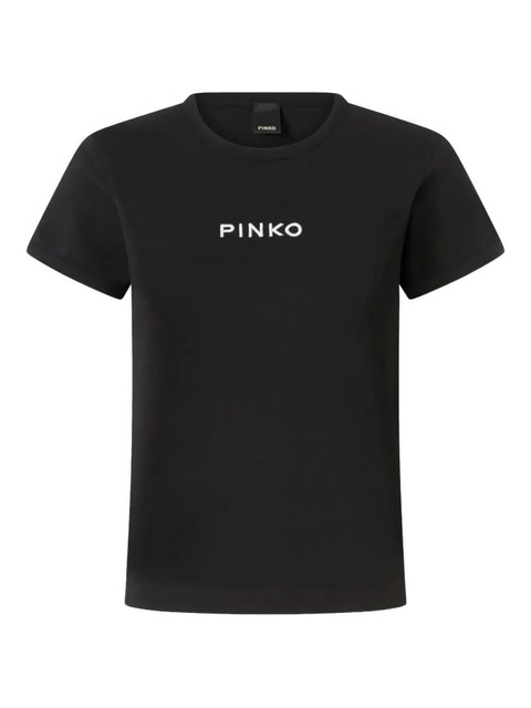 PINKO logo-embroidered cotton T-shirt - Black - zdjęcie produktu nr 1