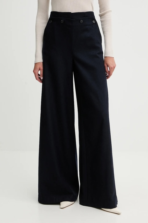 MAX&Co. spodnie damskie kolor granatowy szerokie high waist 2526136124200 - zdjęcie produktu nr 1