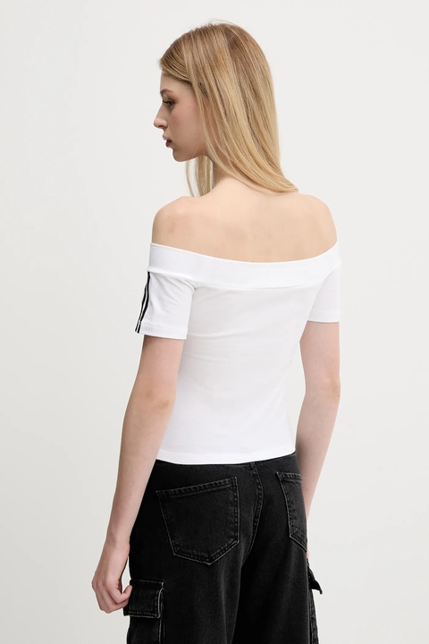adidas Originals t-shirt Bandeau Ss damski kolor biały dekolt hiszpański JV9741 - zdjęcie produktu nr 2