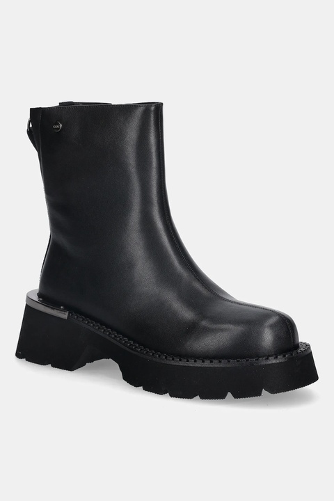 GOE botki skórzane damskie kolor czarny na platformie lekko ocieplone SS2N4143 BLACK - zdjęcie produktu nr 1