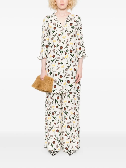 Marni tulips-hares-print trousers - White - zdjęcie produktu nr 1