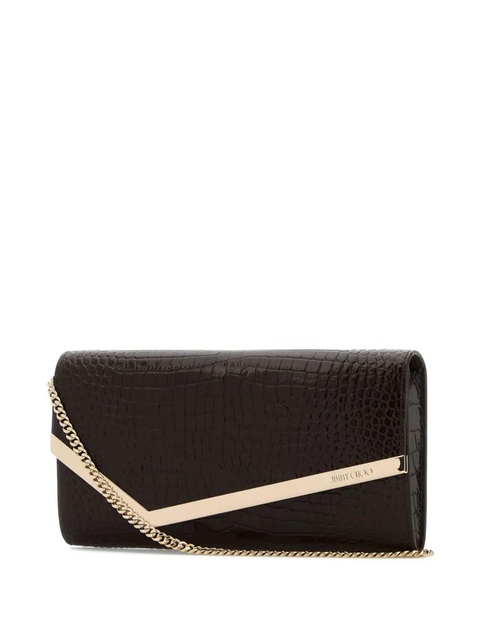 Jimmy Choo Emmie crocodile-effect chain clutch bag - Brown - zdjęcie produktu nr 1
