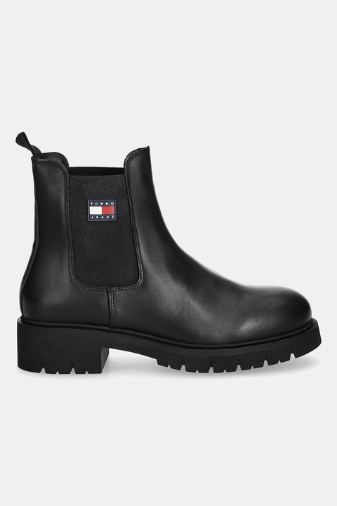 Tommy Jeans sztyblety TJW CHELSEA LEATHER BOOT damskie kolor czarny na płaskim obcasie EN0EN02825 - zdjęcie produktu nr 1