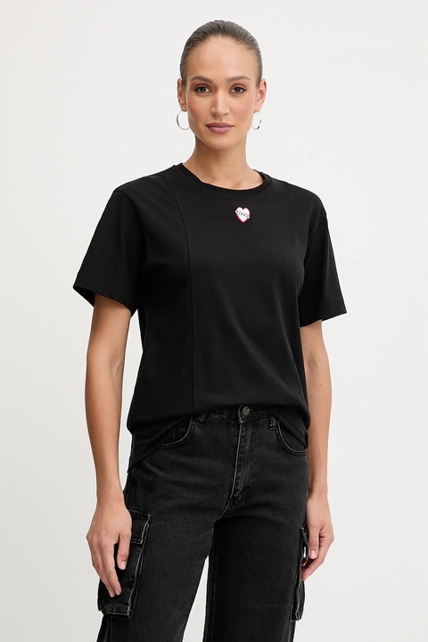 Pinko t-shirt bawełniany damski kolor czarny 105665 A2IB - zdjęcie produktu nr 1