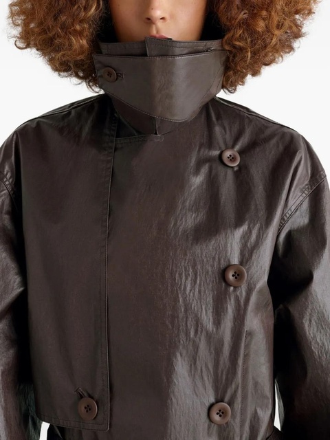 LEMAIRE metallic-effect double-breasted trench coat - Brown - zdjęcie produktu nr 2