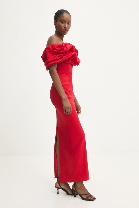 Answear.LAB sukienka kolor czerwony maxi dopasowana - zdjęcie produktu nr 2