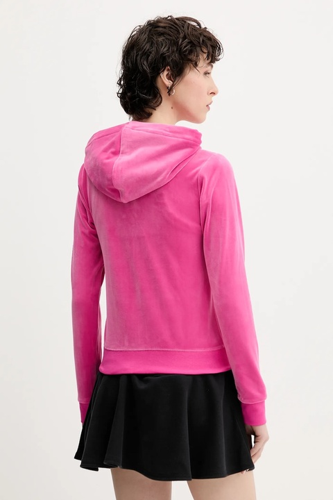 Juicy Couture bluza damska kolor różowy z kapturem gładka JCAP176 - zdjęcie produktu nr 1