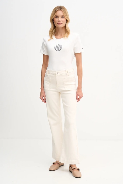 Tommy Hilfiger t-shirt bawełniany damski kolor beżowy WW0WW47880 - zdjęcie produktu nr 2