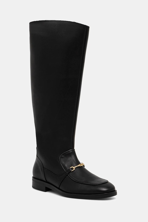 Steve Madden kozaki skórzane Night damskie kolor czarny na płaskim obcasie 11004951 - zdjęcie produktu nr 1