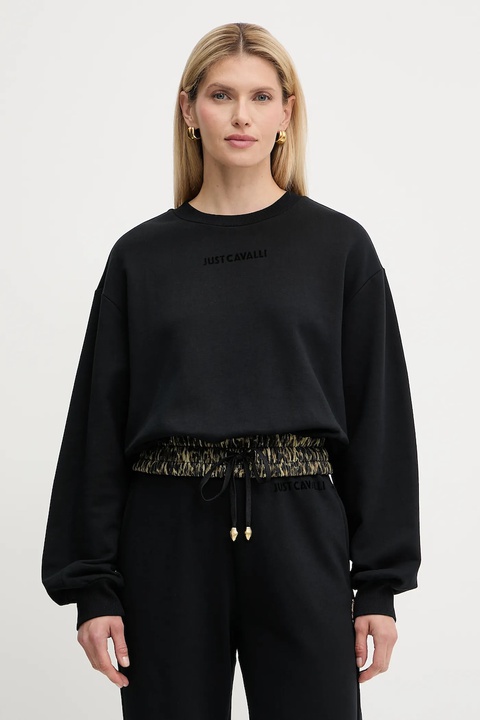 Just Cavalli bluza bawełniana damska kolor czarny gładka 79PAIE20 CF100 - zdjęcie produktu nr 1
