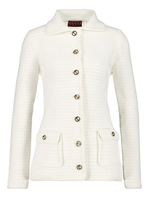 Gucci buttoned-up knitted jacket - Neutrals - zdjęcie produktu nr 1