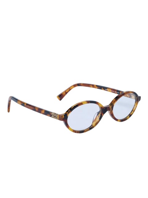 Miu Miu logo-plaque oval-frame sunglasses - Brown - zdjęcie produktu nr 2