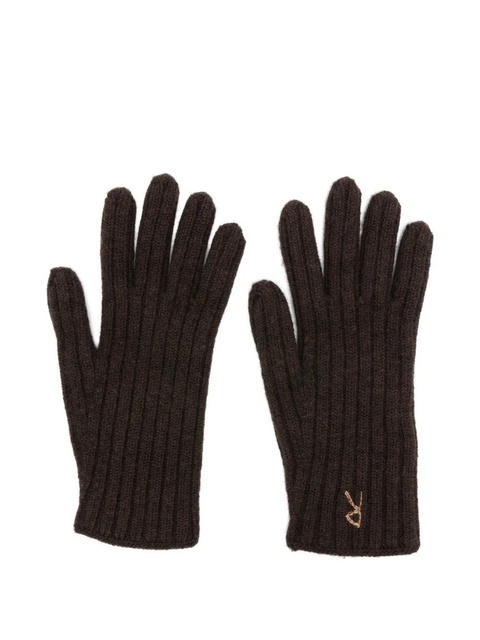 Ruslan Baginskiy ribbed embroidered gloves - Brown - zdjęcie produktu nr 1