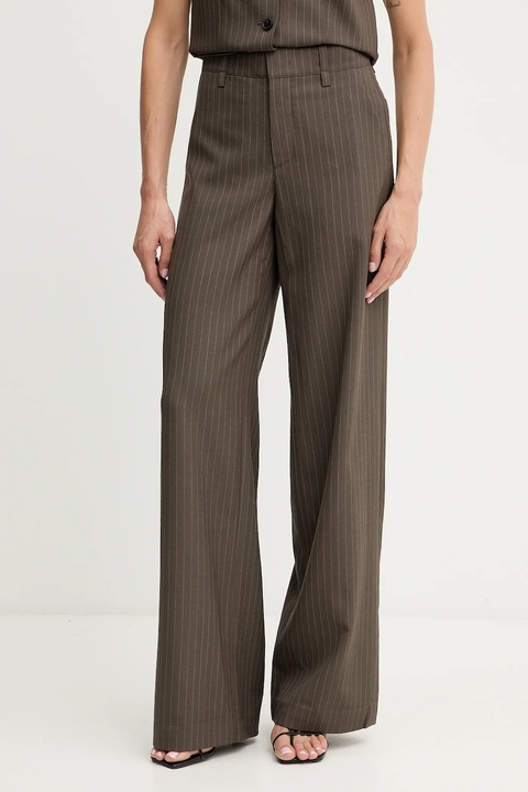 Miss Sixty spodnie wełniane damskie kolor brązowy szerokie high waist 6S3PJ4040A - zdjęcie produktu nr 1