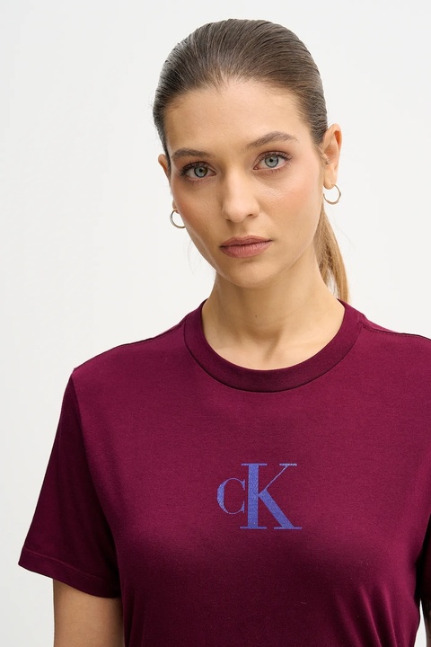 Calvin Klein Jeans t-shirt bawełniany damski kolor fioletowy LV047E804G - zdjęcie produktu nr 2