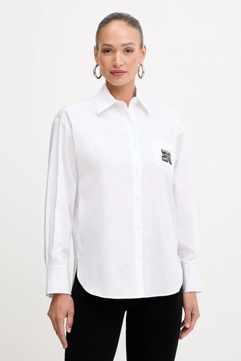 Ermanno Scervino koszula bawełniana damska kolor biały relaxed z kołnierzykiem klasycznym 57TK014E31 - zdjęcie produktu nr 1
