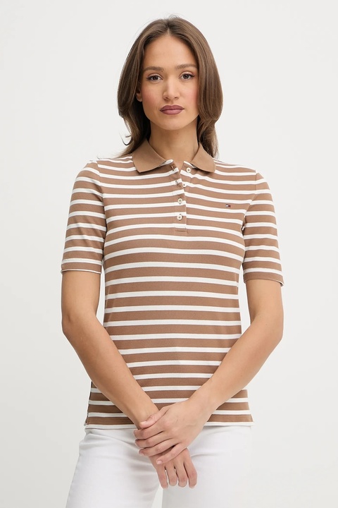 Tommy Hilfiger polo damski kolor brązowy WW0WW43224 - zdjęcie produktu nr 1