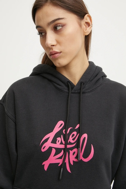 Karl Lagerfeld Jeans bluza bawełniana damska kolor czarny z kapturem z nadrukiem A1W20093 - zdjęcie produktu nr 2