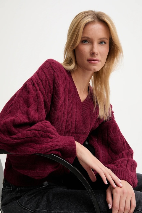 Answear.LAB sweter z wełną damski kolor bordowy ciepły - zdjęcie produktu nr 1