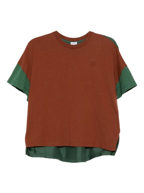 LOEWE logoed cotton and silk t-shirt - Brown - zdjęcie produktu nr 1